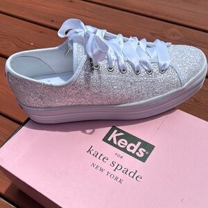 ♠️ Keds for Kate Spade Silver Glitter Platform Sneakers ♠️